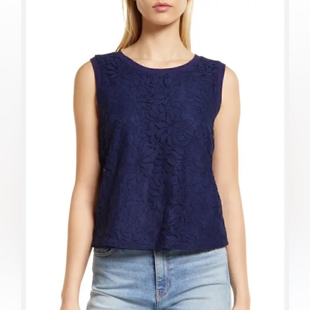 CASLON SLEEVELESS LACE TOP Size S